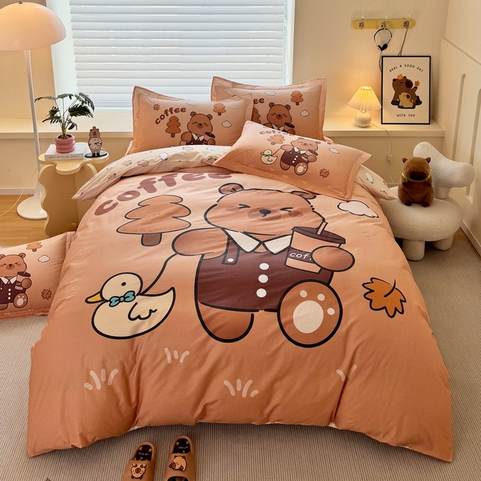 蘭菲家纺 2025新款全棉大版卡皮巴拉系列四件套 拉小鸭