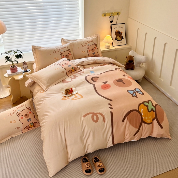 91家纺网 家纺一手货源 找家纺 蘭菲家纺 2025新款全棉大版卡皮巴拉系列四件套 大美豚