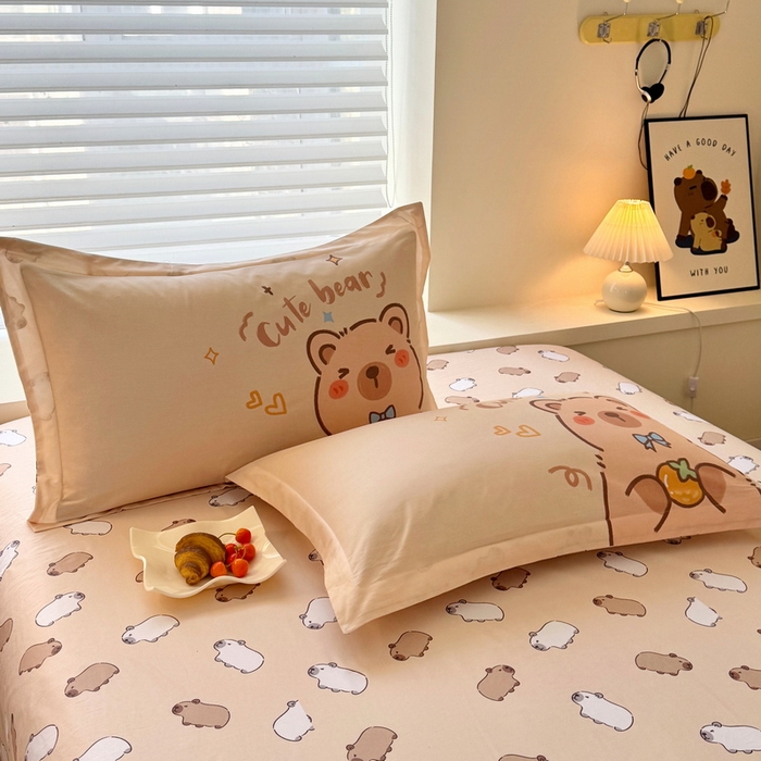 91家纺网 家纺一手货源 找家纺 蘭菲家纺 2025新款全棉大版卡皮巴拉系列四件套 大美豚