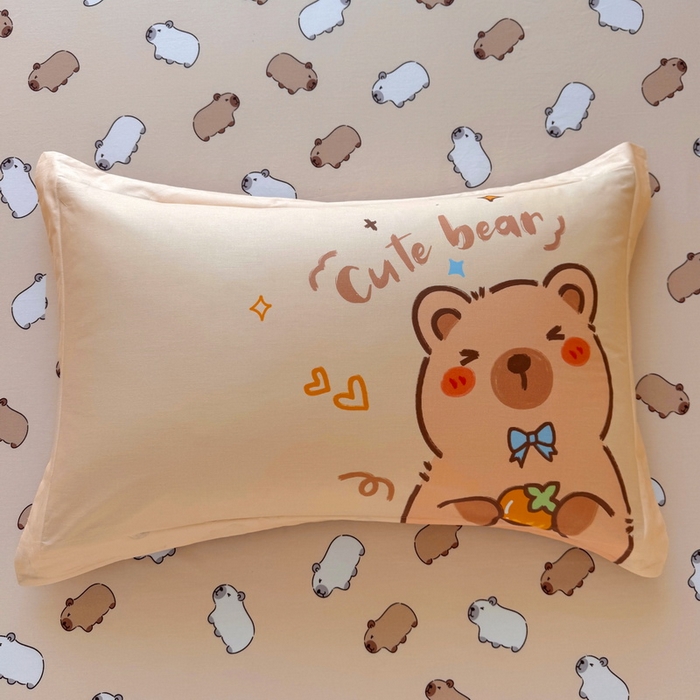 91家纺网 家纺一手货源 找家纺 蘭菲家纺 2025新款全棉大版卡皮巴拉系列四件套 大美豚