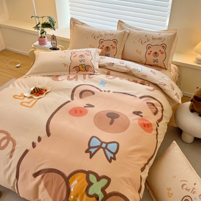 91家纺网 家纺一手货源 找家纺 蘭菲家纺 2025新款全棉大版卡皮巴拉系列四件套 大美豚