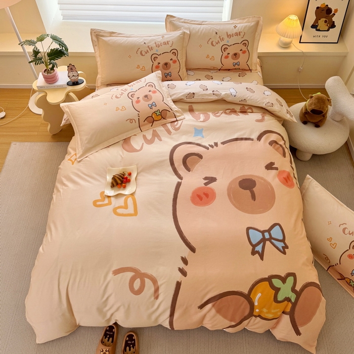 91家纺网 家纺一手货源 找家纺 蘭菲家纺 2025新款全棉大版卡皮巴拉系列四件套 大美豚