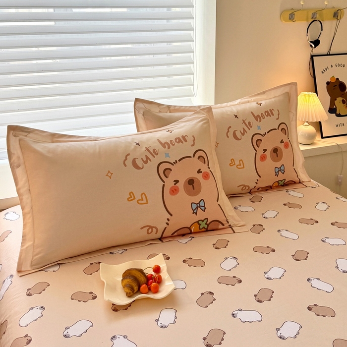 91家纺网 家纺一手货源 找家纺 蘭菲家纺 2025新款全棉大版卡皮巴拉系列四件套 大美豚