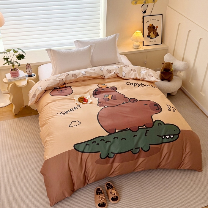 91家纺网 家纺一手货源 找家纺 蘭菲家纺 2025新款全棉大版卡皮巴拉系列单品被套 征服拉