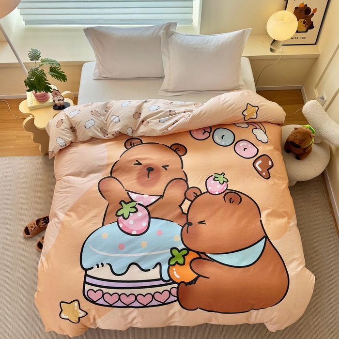 91家纺网 家纺一手货源 找家纺 （总）蘭菲家纺 2025新款全棉大版卡皮巴拉系列单品被套