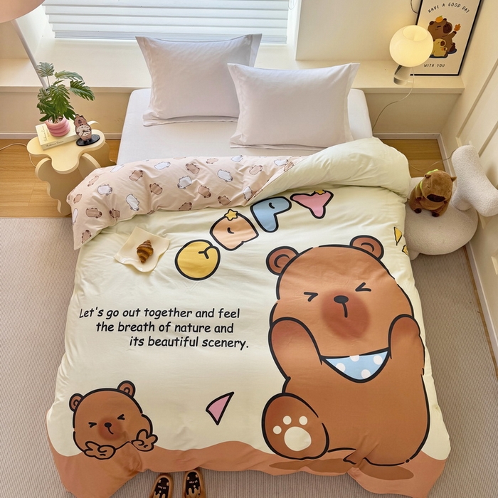 蘭菲家纺 2025新款全棉大版卡皮巴拉系列单品被套 熊巴拉