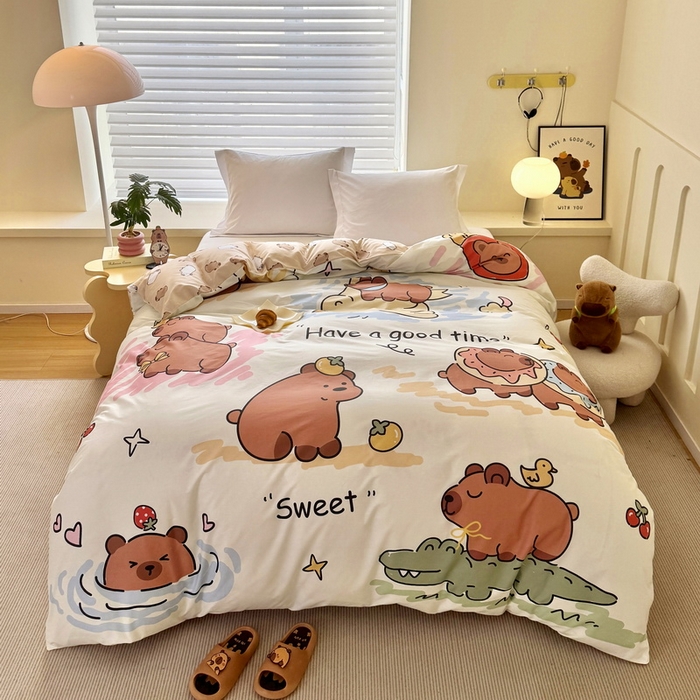 蘭菲家纺 2025新款全棉大版卡皮巴拉系列单品被套 豚世界