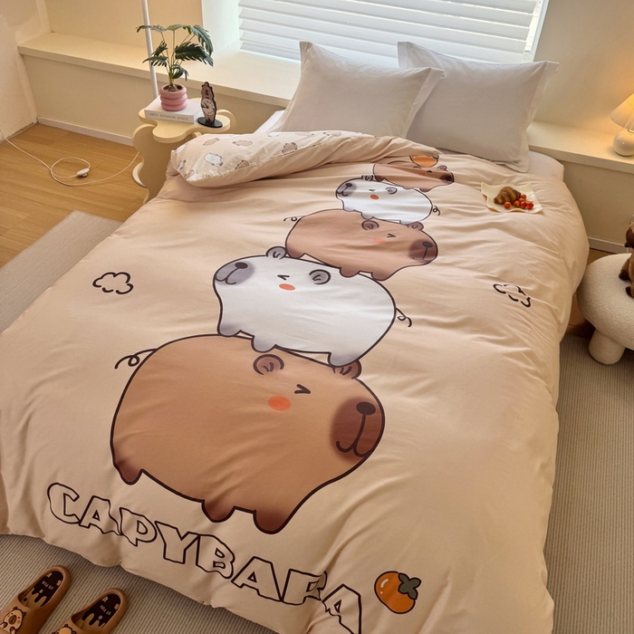 91家纺网 家纺一手货源 找家纺 蘭菲家纺 2025新款全棉大版卡皮巴拉系列单品被套 沉浸式