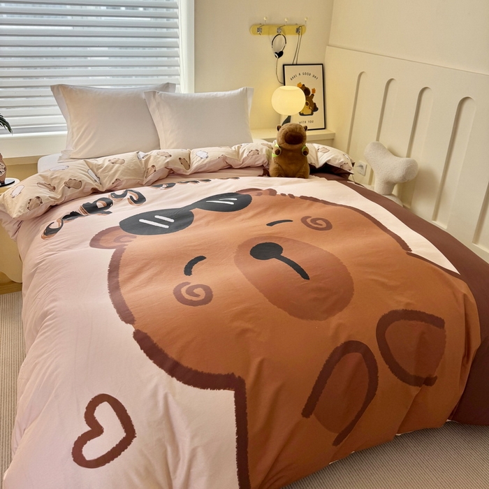 91家纺网 家纺一手货源 找家纺 蘭菲家纺 2025新款全棉大版卡皮巴拉系列单品被套 皮小蛋