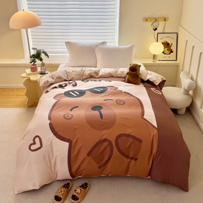 91家纺网 家纺一手货源 找家纺 蘭菲家纺 2025新款全棉大版卡皮巴拉系列单品被套 皮小蛋