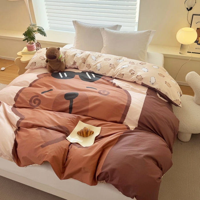 91家纺网 家纺一手货源 找家纺 蘭菲家纺 2025新款全棉大版卡皮巴拉系列单品被套 皮小蛋