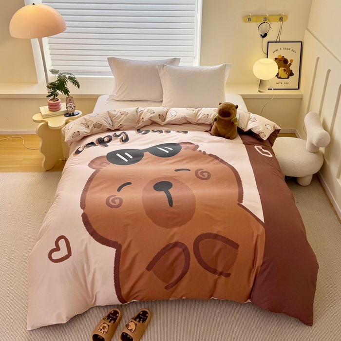 91家纺网 家纺一手货源 找家纺 蘭菲家纺 2025新款全棉大版卡皮巴拉系列单品被套 皮小蛋