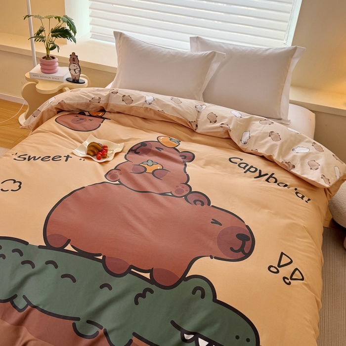 91家纺网 家纺一手货源 找家纺 蘭菲家纺 2025新款全棉大版卡皮巴拉系列单品被套 征服拉