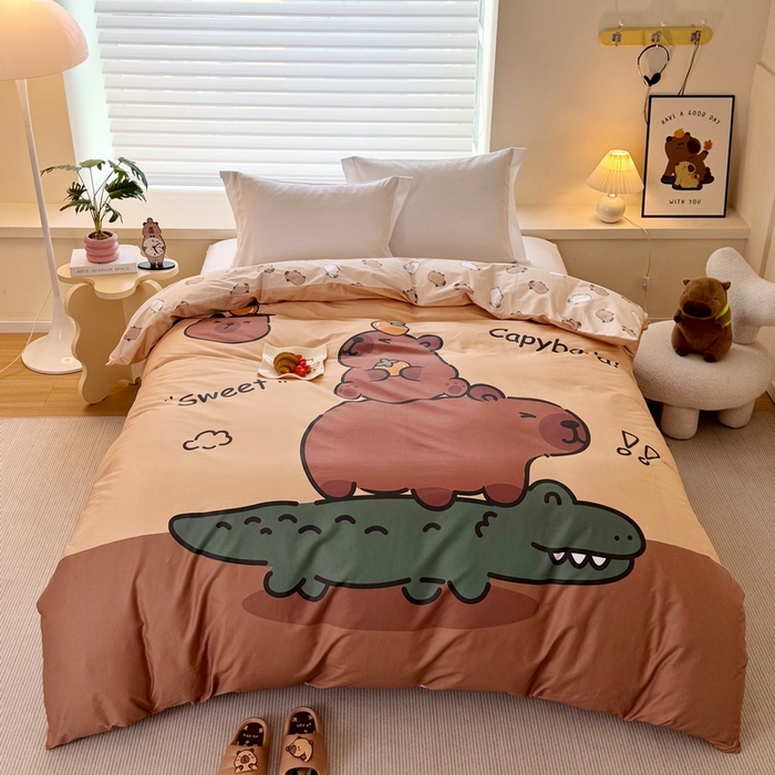 91家纺网 家纺一手货源 找家纺 蘭菲家纺 2025新款全棉大版卡皮巴拉系列单品被套 征服拉