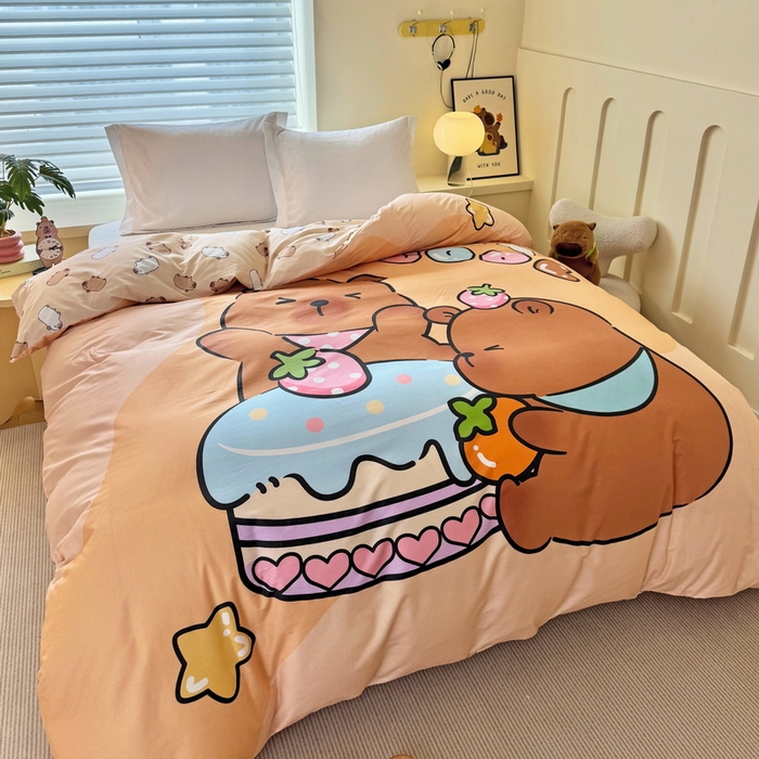 91家纺网 家纺一手货源 找家纺 蘭菲家纺 2025新款全棉大版卡皮巴拉系列单品被套 爱卡皮