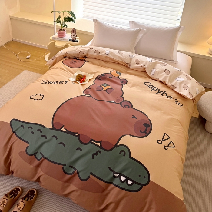 91家纺网 家纺一手货源 找家纺 蘭菲家纺 2025新款全棉大版卡皮巴拉系列单品被套 征服拉