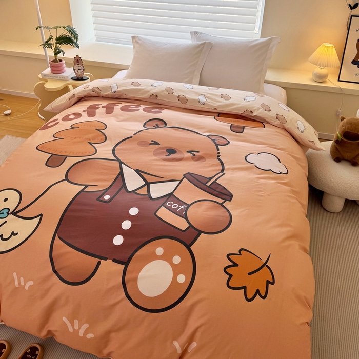 91家纺网 家纺一手货源 找家纺 蘭菲家纺 2025新款全棉大版卡皮巴拉系列单品被套 拉小鸭