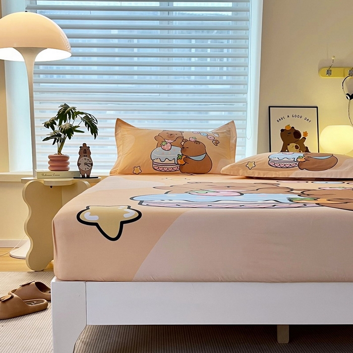 91家纺网 家纺一手货源 找家纺 （总）蘭菲家纺 2025新款全棉大版卡皮巴拉系列单品床笠