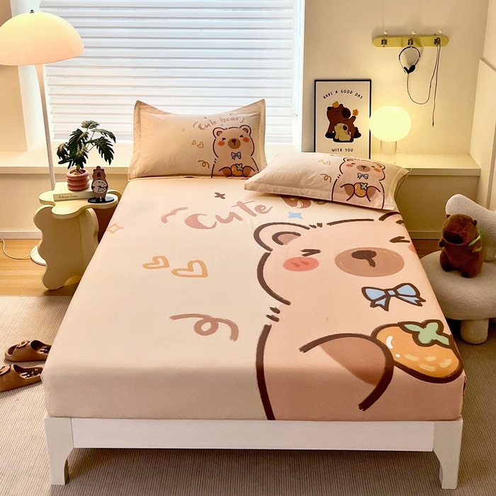 91家纺网 家纺一手货源 找家纺 蘭菲家纺 2025新款全棉大版卡皮巴拉系列单品床笠 大美豚