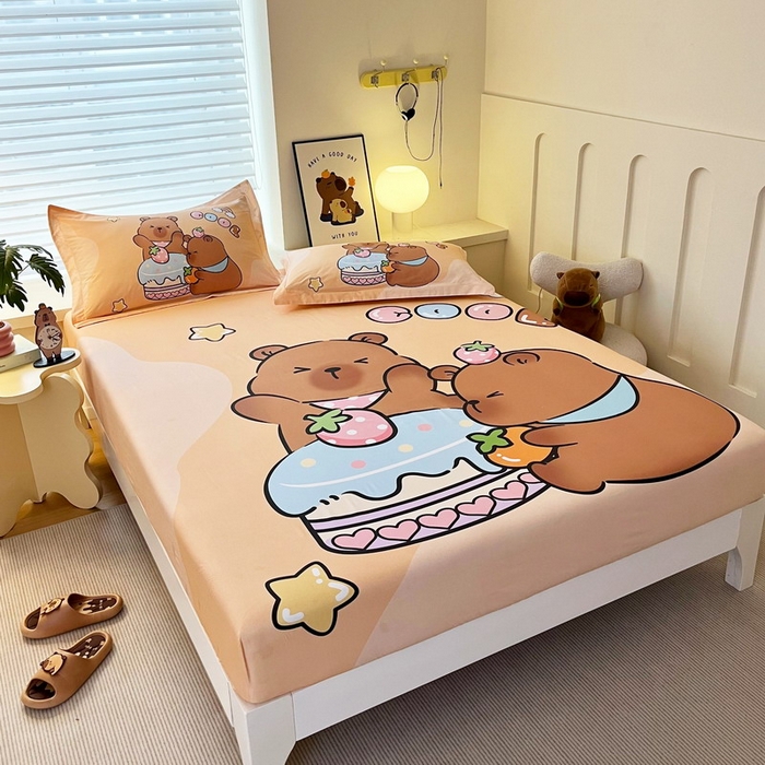 91家纺网 家纺一手货源 找家纺 （总）蘭菲家纺 2025新款全棉大版卡皮巴拉系列单品床笠