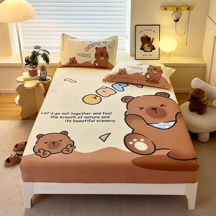 91家纺网 家纺一手货源 找家纺 （总）蘭菲家纺 2025新款全棉大版卡皮巴拉系列单品床笠