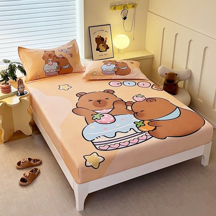 91家纺网 家纺一手货源 找家纺 （总）蘭菲家纺 2025新款全棉大版卡皮巴拉系列单品床笠