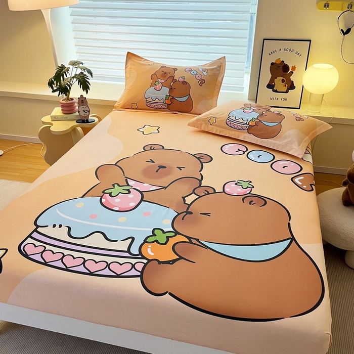 91家纺网 家纺一手货源 找家纺 （总）蘭菲家纺 2025新款全棉大版卡皮巴拉系列单品床笠