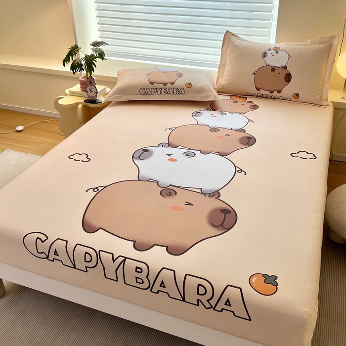 91家纺网 家纺一手货源 找家纺 蘭菲家纺 2025新款全棉大版卡皮巴拉系列单品床笠 沉浸式