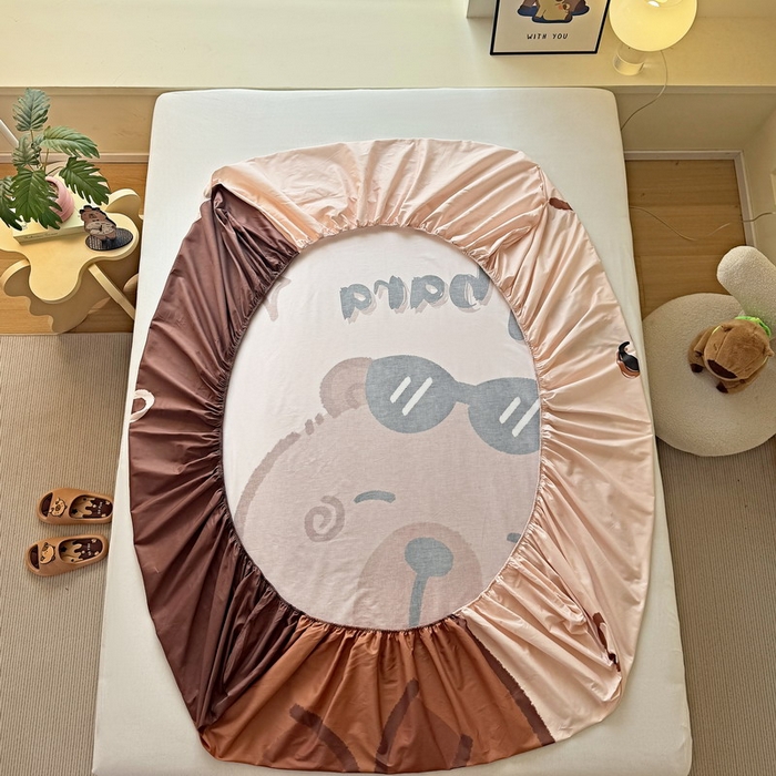 91家纺网 家纺一手货源 找家纺 蘭菲家纺 2025新款全棉大版卡皮巴拉系列单品床笠 皮小蛋