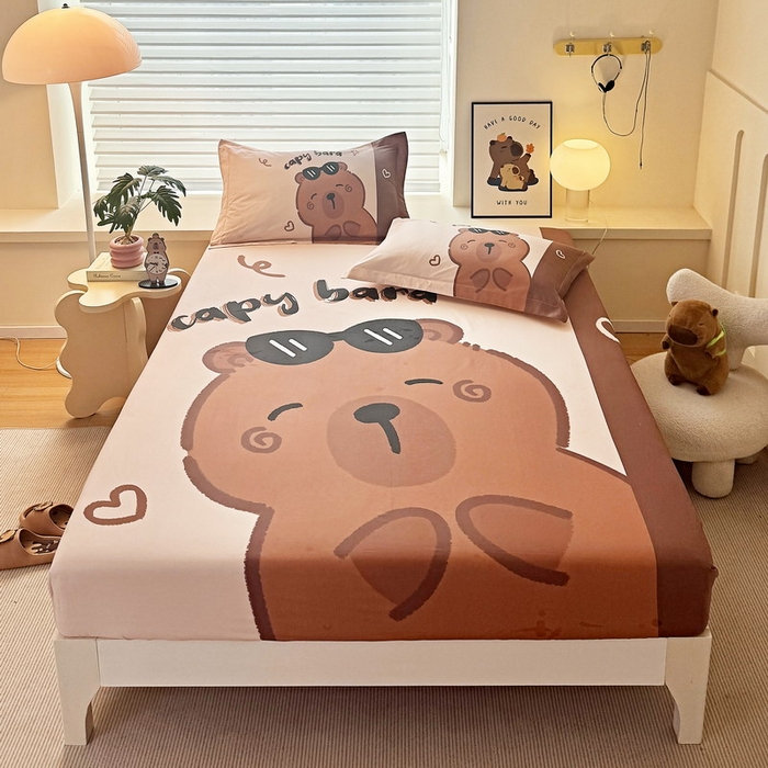 蘭菲家纺 2025新款全棉大版卡皮巴拉系列单品床笠 皮小蛋