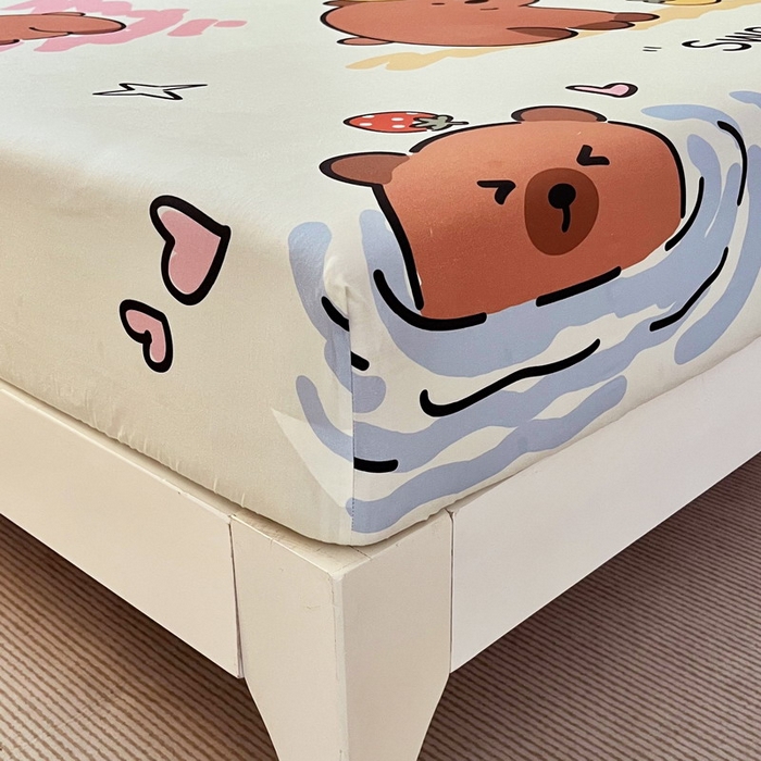 91家纺网 家纺一手货源 找家纺 蘭菲家纺 2025新款全棉大版卡皮巴拉系列单品床笠 豚世界