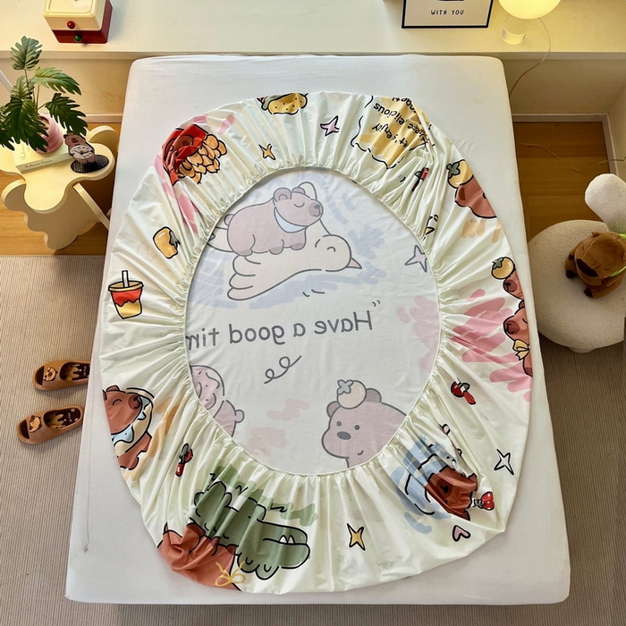 91家纺网 家纺一手货源 找家纺 蘭菲家纺 2025新款全棉大版卡皮巴拉系列单品床笠 豚世界