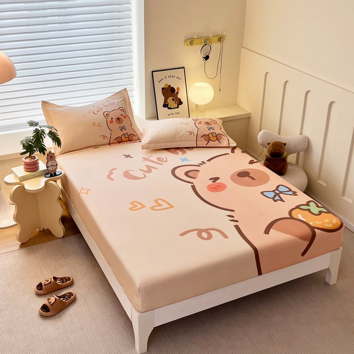 91家纺网 家纺一手货源 找家纺 蘭菲家纺 2025新款全棉大版卡皮巴拉系列单品床笠 大美豚