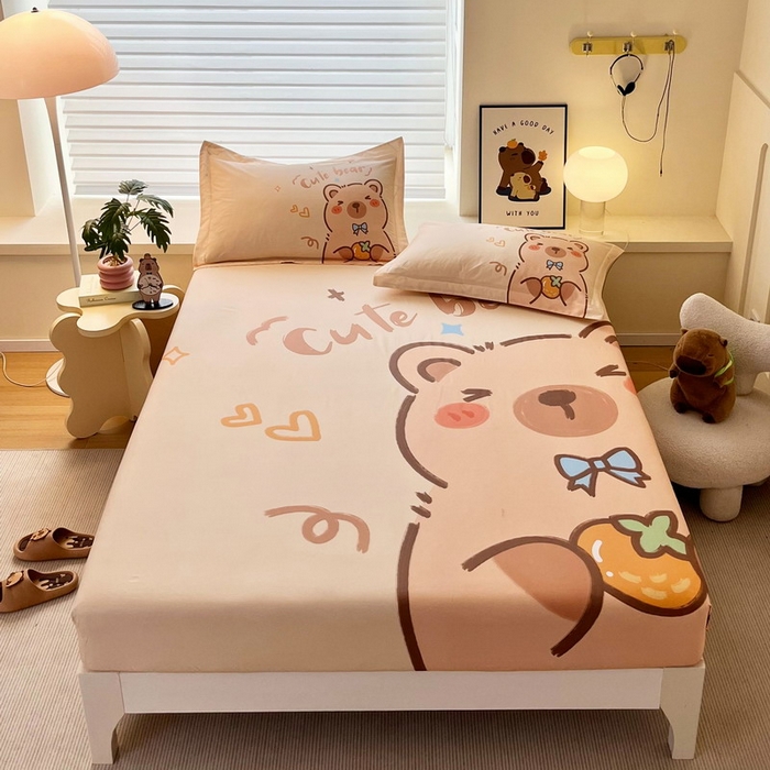 91家纺网 家纺一手货源 找家纺 蘭菲家纺 2025新款全棉大版卡皮巴拉系列单品床笠 大美豚