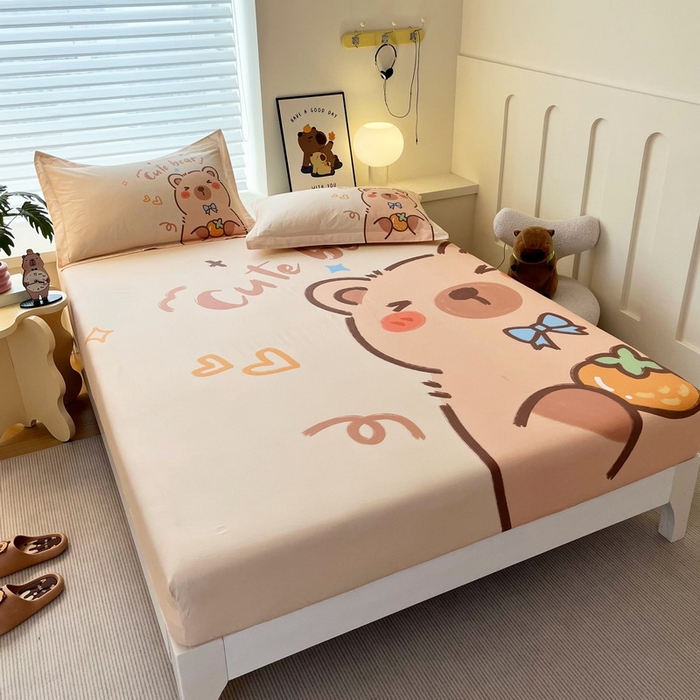 91家纺网 家纺一手货源 找家纺 蘭菲家纺 2025新款全棉大版卡皮巴拉系列单品床笠 大美豚