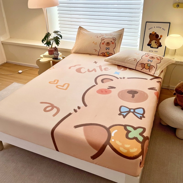 91家纺网 家纺一手货源 找家纺 蘭菲家纺 2025新款全棉大版卡皮巴拉系列单品床笠 大美豚