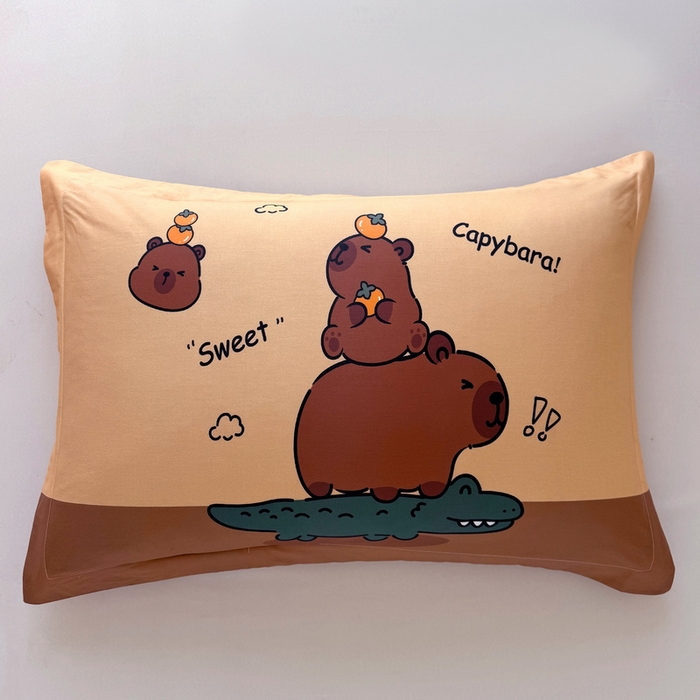 91家纺网 家纺一手货源 找家纺 蘭菲家纺 2025新款全棉大版卡皮巴拉系列单品枕套 征服拉