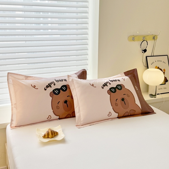 蘭菲家纺 2025新款全棉大版卡皮巴拉系列单品枕套 皮小蛋