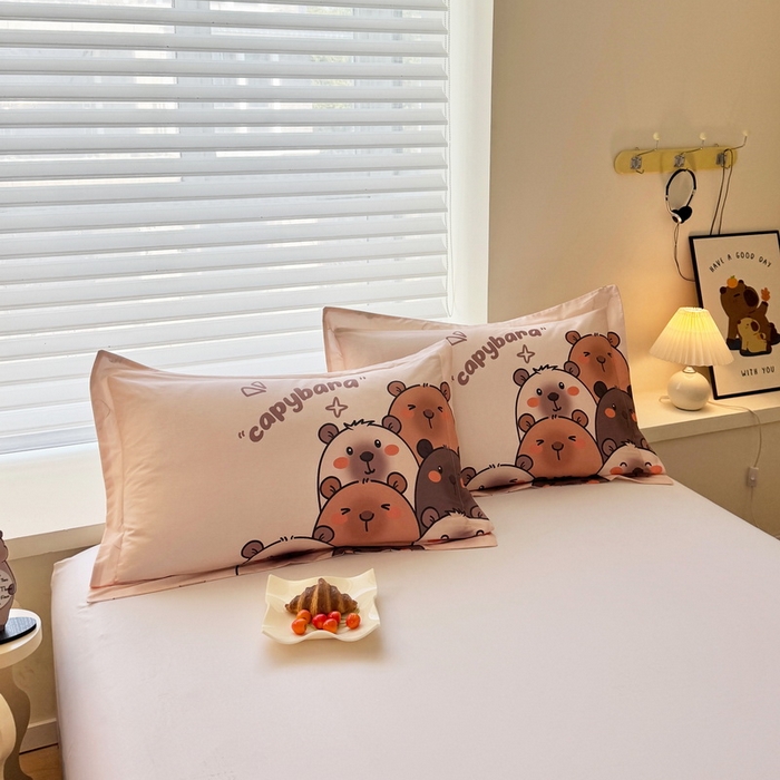 蘭菲家纺 2025新款全棉大版卡皮巴拉系列单品枕套 豚一家