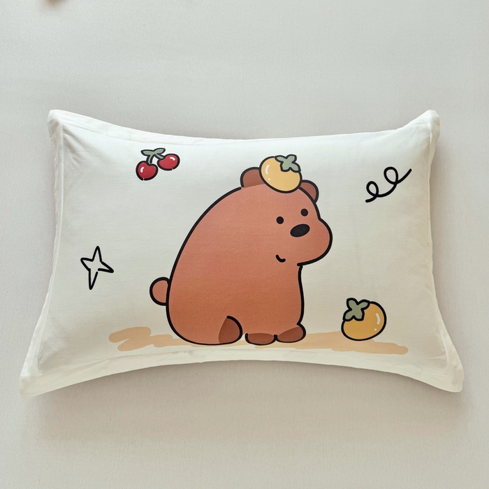 91家纺网 家纺一手货源 找家纺 蘭菲家纺 2025新款全棉大版卡皮巴拉系列单品枕套 豚世界