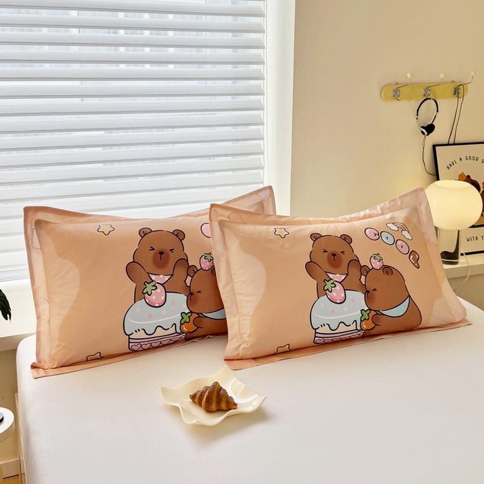 91家纺网 家纺一手货源 找家纺 蘭菲家纺 2025新款全棉大版卡皮巴拉系列单品枕套 爱卡皮