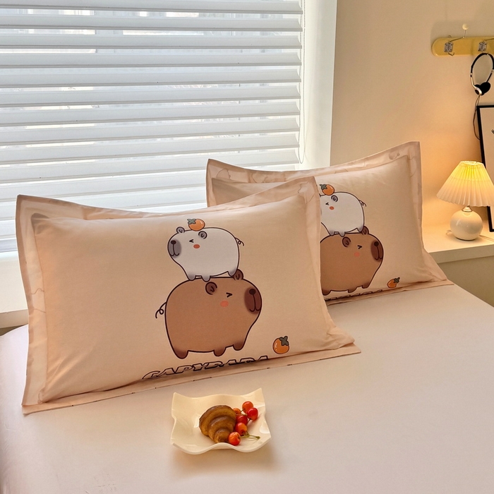 蘭菲家纺 2025新款全棉大版卡皮巴拉系列单品枕套 沉浸式