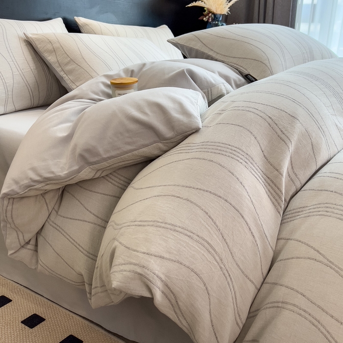 （总）席世家 2025新款全棉三层纱磨毛四件套单被套