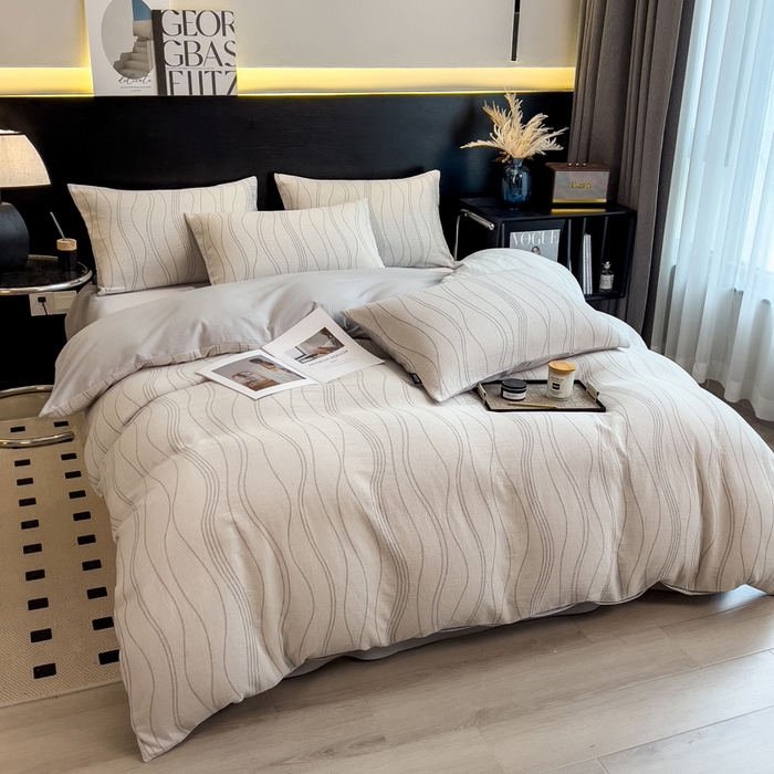 91家纺网 家纺一手货源 找家纺 （总）席世家 2025新款全棉三层纱磨毛四件套单被套