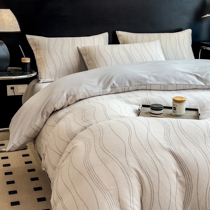 91家纺网 家纺一手货源 找家纺 （总）席世家 2025新款全棉三层纱磨毛四件套单被套