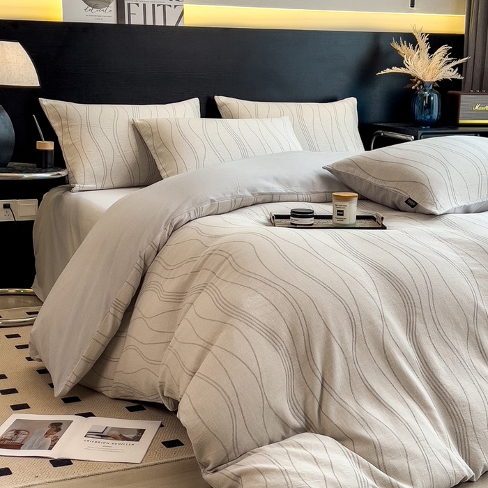 91家纺网 家纺一手货源 找家纺 （总）席世家 2025新款全棉三层纱磨毛四件套单被套