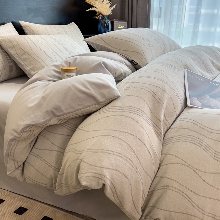 91家纺网 家纺一手货源 找家纺 （总）席世家 2025新款全棉三层纱磨毛四件套单被套