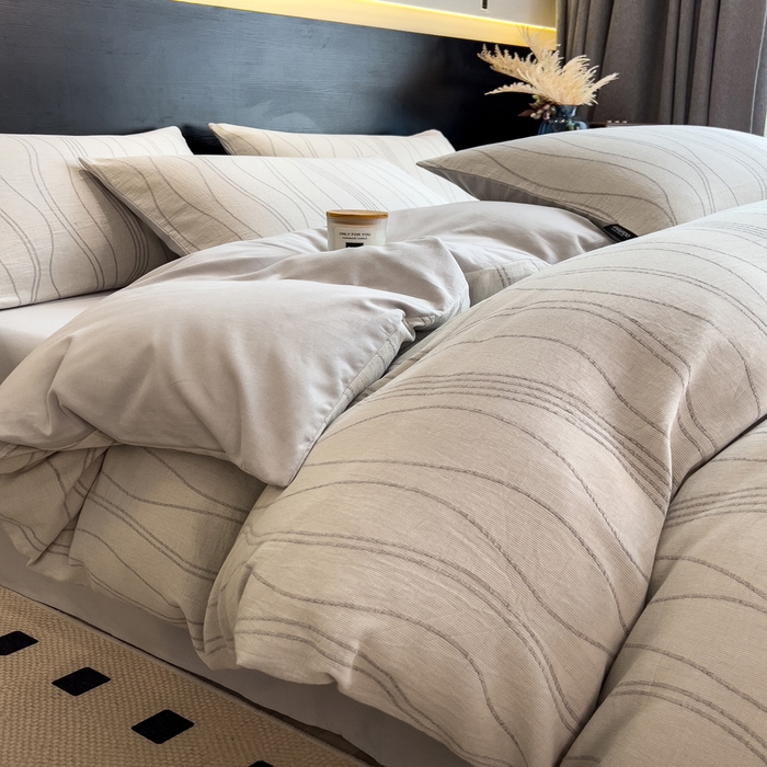 91家纺网 家纺一手货源 找家纺 （总）席世家 2025新款全棉三层纱磨毛四件套单被套