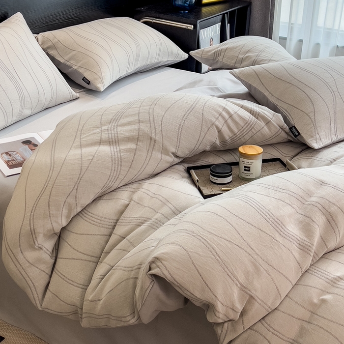 91家纺网 家纺一手货源 找家纺 （总）席世家 2025新款全棉三层纱磨毛四件套单被套