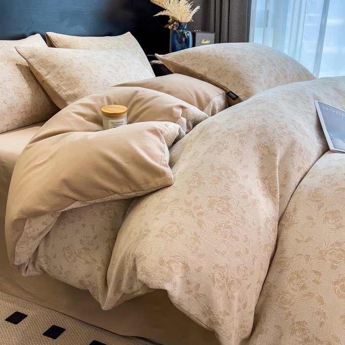 91家纺网 家纺一手货源 找家纺 （总）席世家 2025新款全棉三层纱磨毛四件套单被套